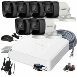 6 kamerás HIKVISION kamerarendszer 8MP-es, HD-TVI kültéri, beltéri, nagylátószögű kamerával