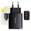 Baseus Compact Gyors Tolto 2xusb Usb C Pd 3a 30w Fekete