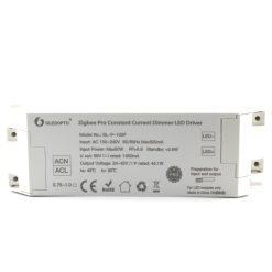ZigBee Pro IC-Z-1009 LED Dimmer Driver, fehér fém burkolattal és szabályozási jelölésekkel.