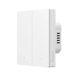 SONOFF okos otthon kapcsoló modern fehér dizájn LED jelzőkkel.