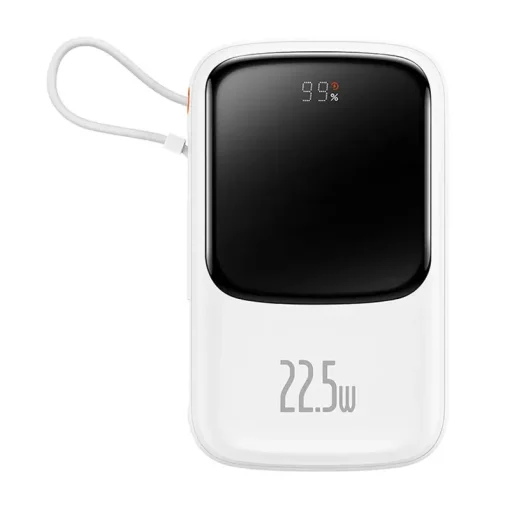 Powerbank Baseus Qpow Pro USB-C kábellel, USB-C, USB, 10000mAh, 22.5W, fehér - Image 2