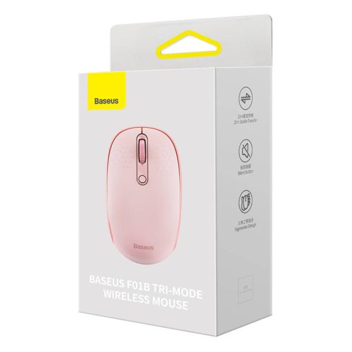 Baseus F01B vezeték nélküli egér, Tri-mode, 2.4G, BT 5.0, 1600 DPI, rózsaszín - Image 9