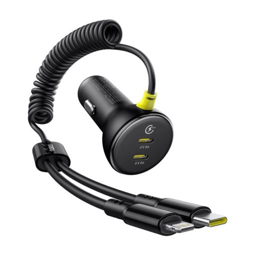 Baseus autós töltő + Lightning kábel, USB-C, 60W, fekete - Image 2