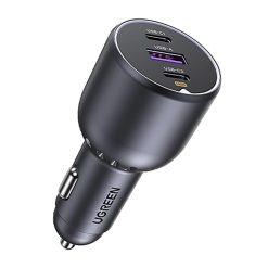 UGREEN EC705 autós töltő, USB + 2x USB-C, 130W, +kábel, 1m, 5A,