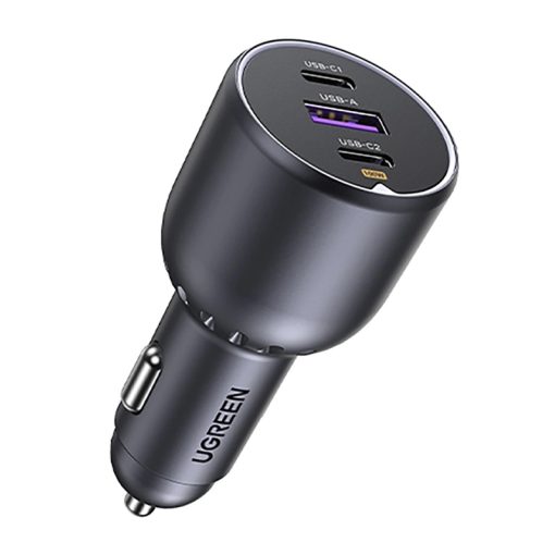UGREEN EC705 autós töltő, USB + 2x USB-C, 130W, +kábel, 1m, 5A,