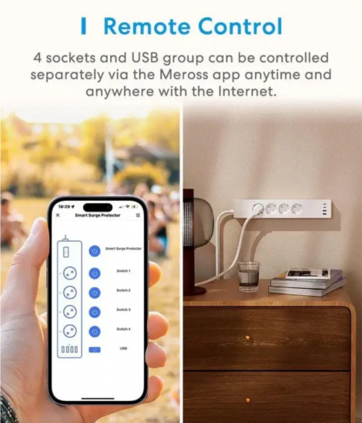 Meross hosszabító, 4xAC, 2xUsb-A, 2xUsb-C, Max.16A, Matter - Image 3
