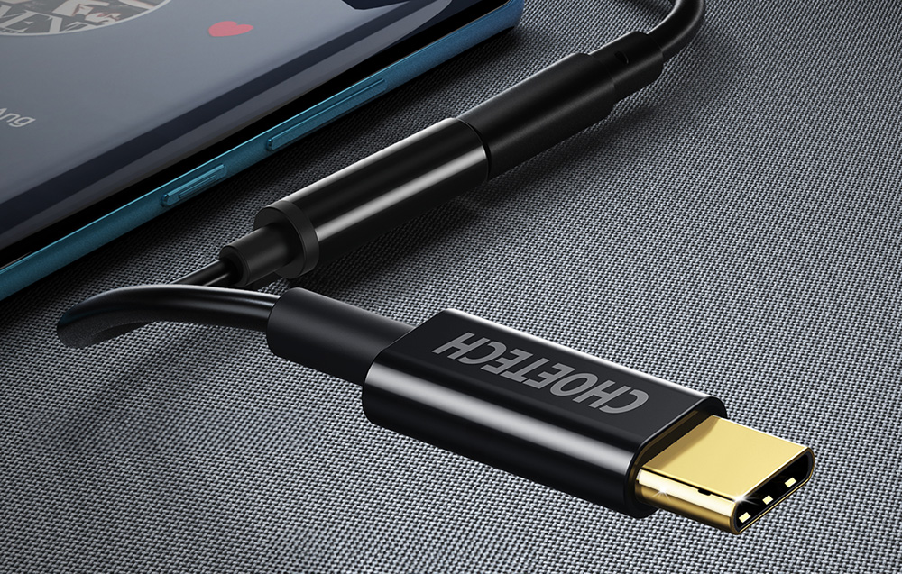 Adapter Choetech AUX003 USB-C 3,5 mm-es audio jack adapter (fekete) 1