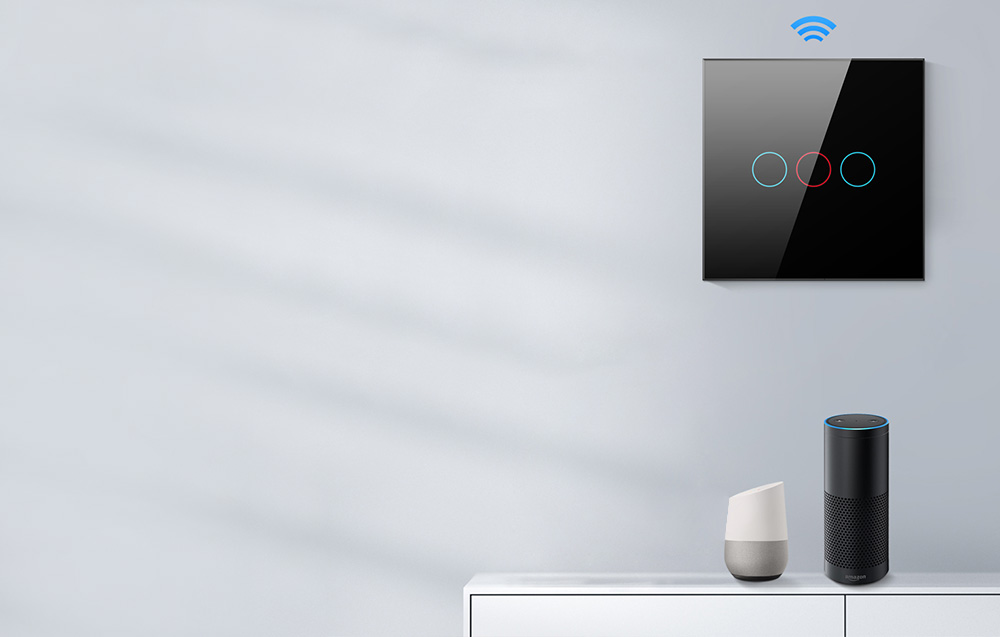 Avatto ZTS02-EU-W3 okos világításkapcsoló, három áramkörös, ZigBee, TUYA, fehér 4