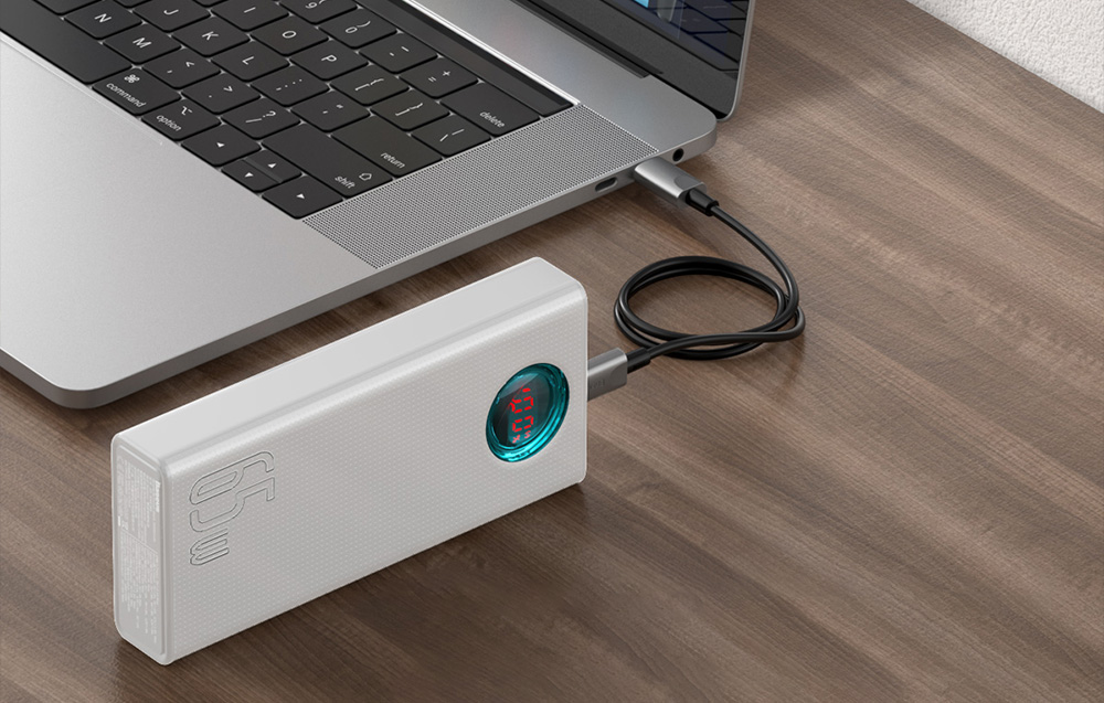 Baseus Amblight 30000mAh powerbank, 4xUSB, USB-C, 65W (fehér) 2
