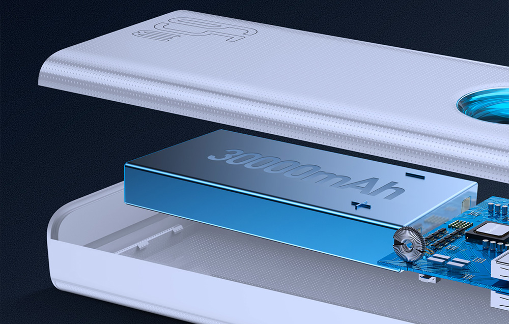 Baseus Amblight 30000mAh powerbank, 4xUSB, USB-C, 65W (fehér) 3