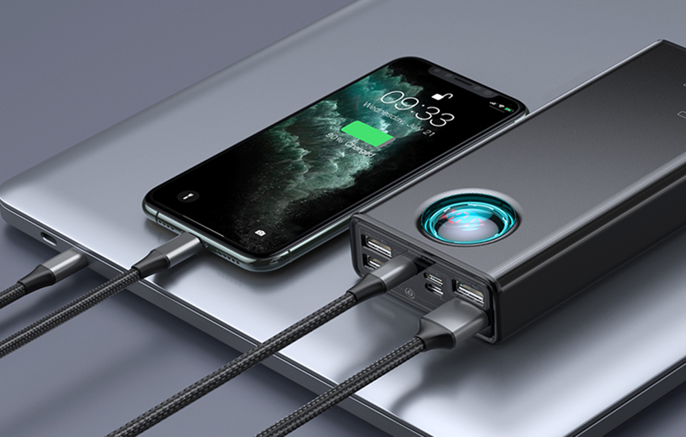 Baseus Amblight 30000mAh powerbank, 4xUSB, USB-C, 65W (fekete) 1