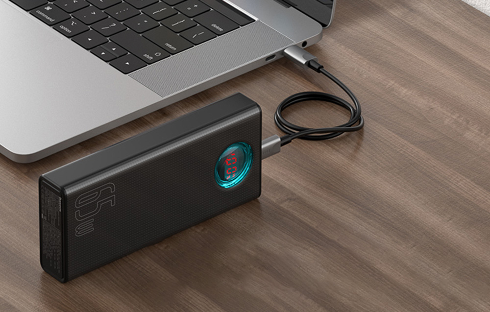 Baseus Amblight 30000mAh powerbank, 4xUSB, USB-C, 65W (fekete) 2