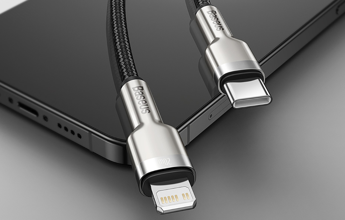 Baseus Cafule USB-C kábel, Lightning , PD, 20W, 1m, fehér 1