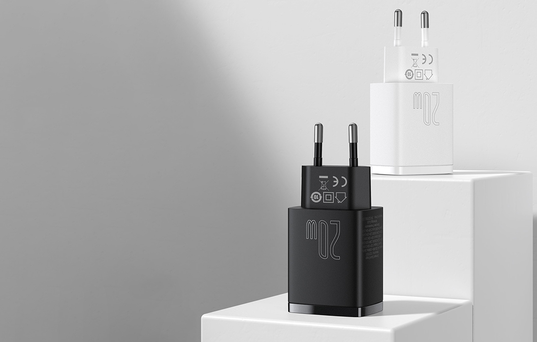 Baseus Compact gyors töltő, USB, USB-C, 20W – fehér 1