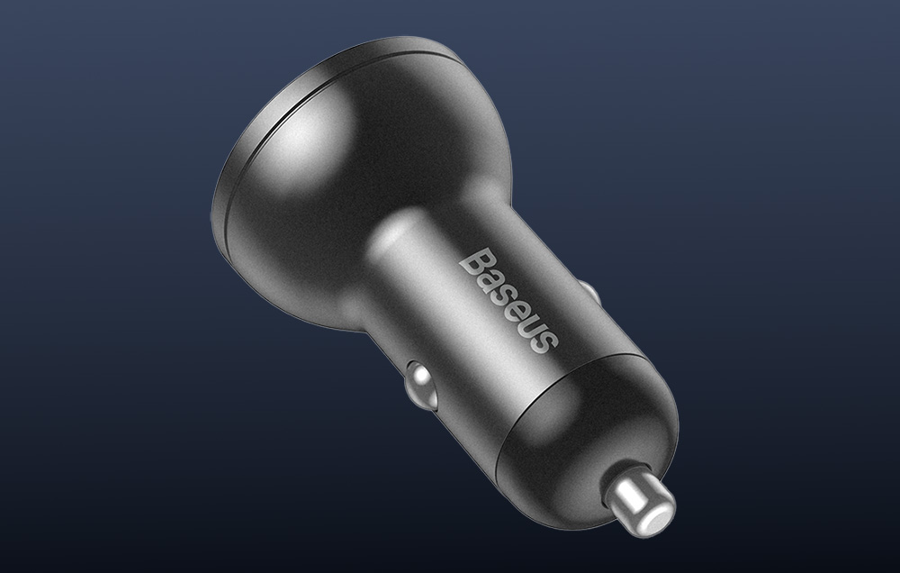 Baseus Digital Display Dual USB 4.8A Car Charger 24W Grey 1