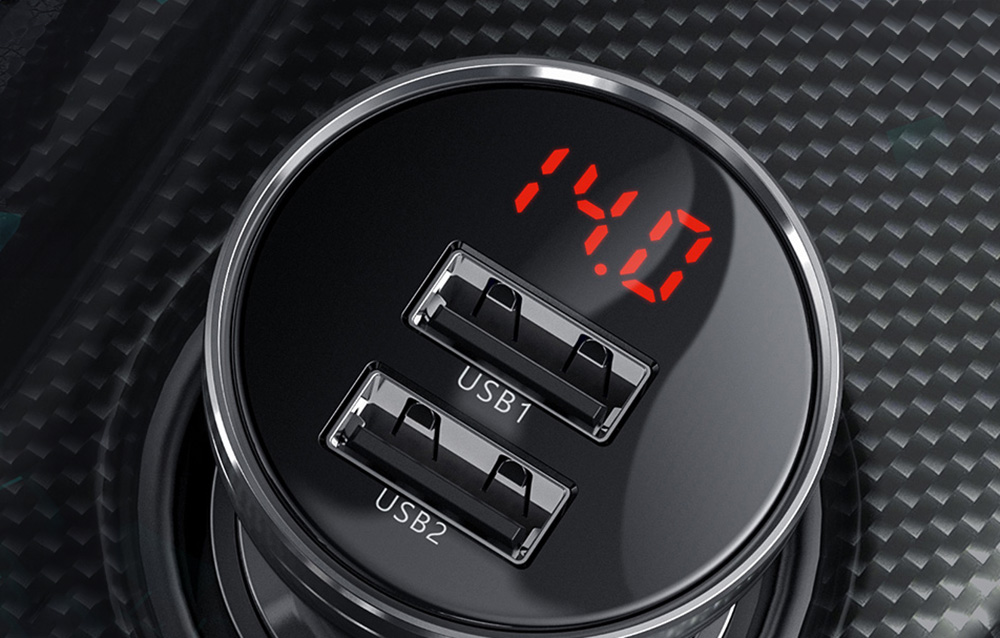 Baseus Digital Display Dual USB 4.8A Car Charger 24W Grey 2