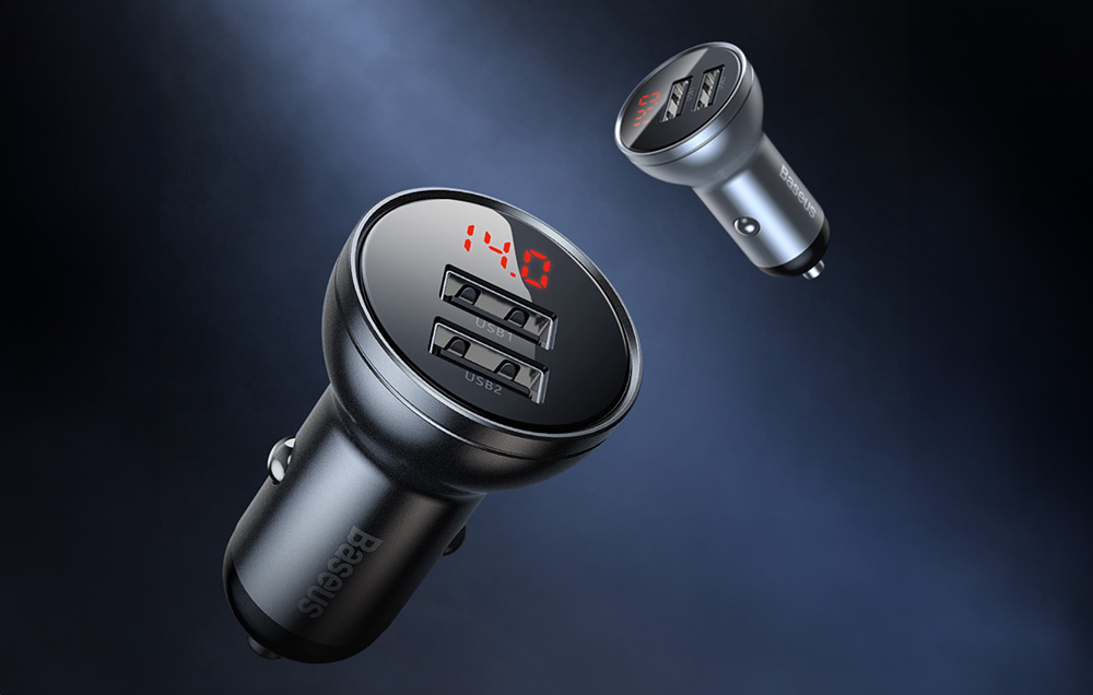 Baseus Digital Display Dual USB 4.8A Car Charger 24W Grey 4
