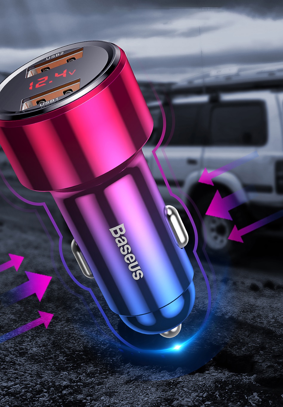 Baseus Magic autós töltő USB + USB-C QC 4.0 PD 45W - fekete 1