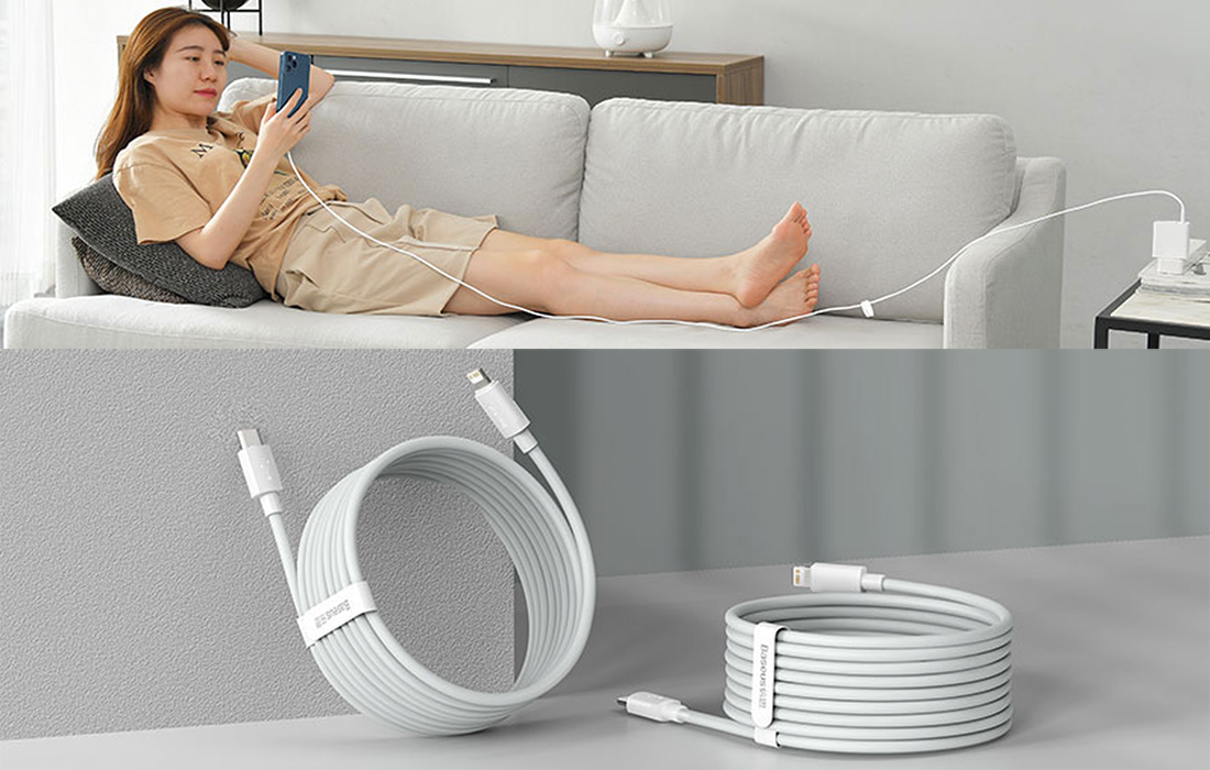 Baseus Simple Wisdom adatkábel kit, 2db, USB to Type-C, 5A, 1,5m, fehér 3