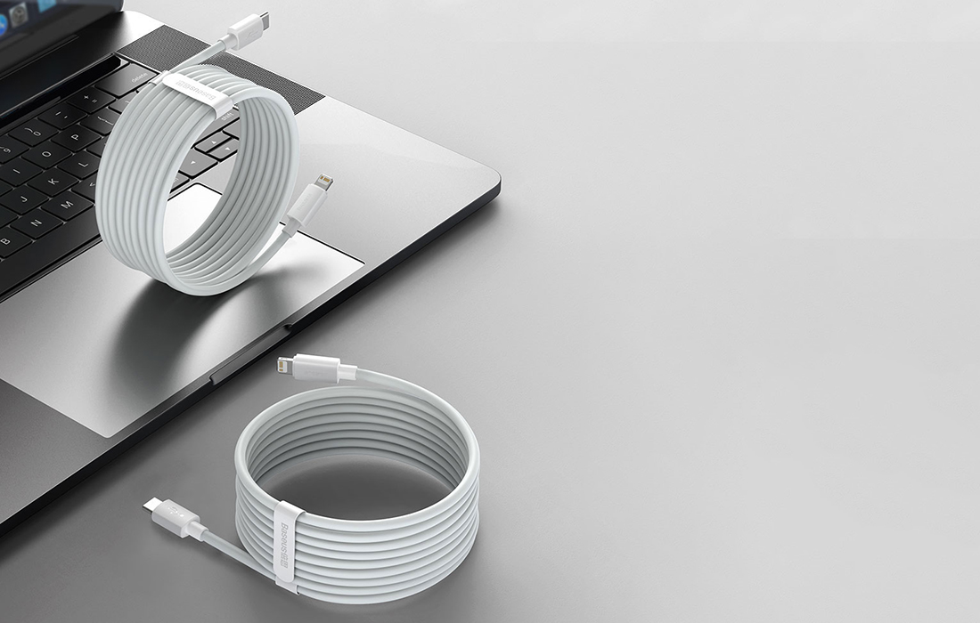 Baseus Simple Wisdom adatkábel szett, USB-ről Lightning-ra, 2.4A (2 db/készlet) 1.5m - fehér 1