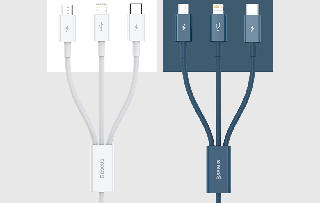 Baseus Superior Series USB kábel 3in1 , USB - micro USB / USB-C / Lightning, 3.5A, 1,2m, kék 1