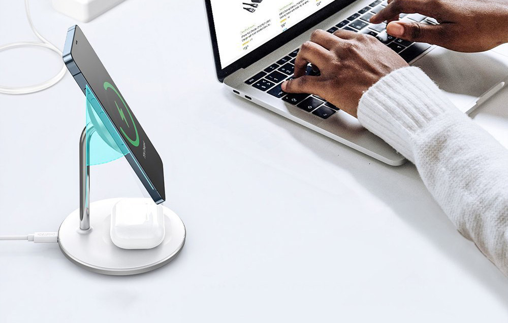 Choetech T581-F induktív vezeték nélküli töltő (fehér) 4