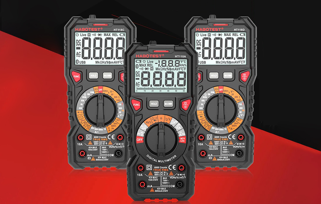 Habotest HT118C True RMS digitális multiméter, LED lámpa, NCV funkció, akkumulátor teszt 1