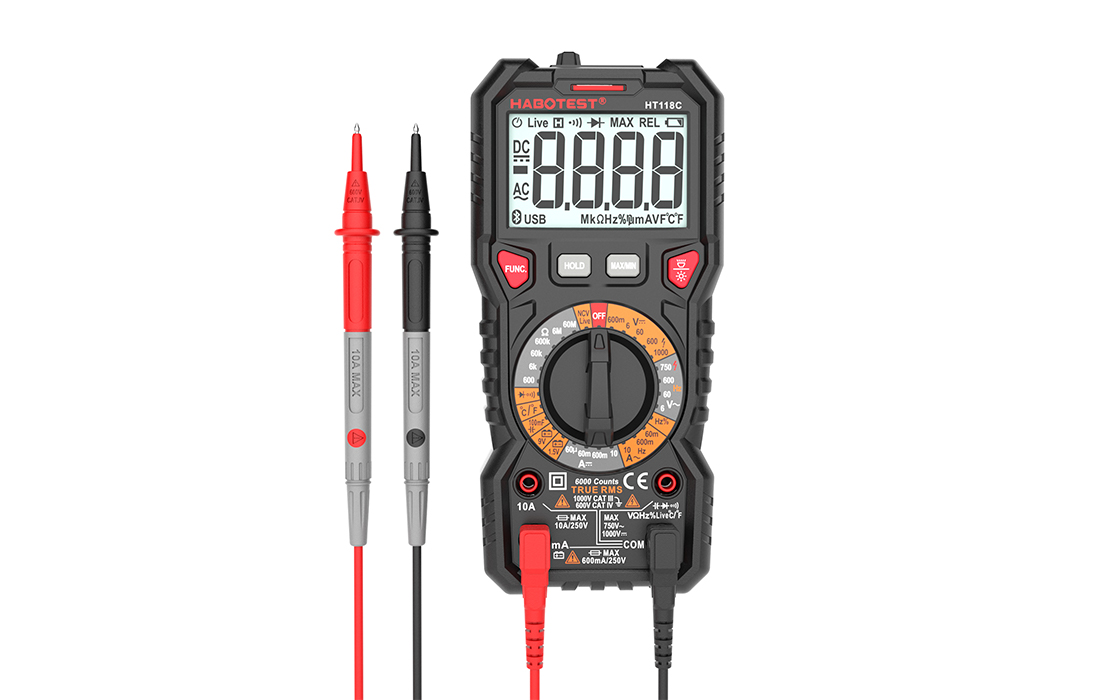 Habotest HT118C True RMS digitális multiméter, LED lámpa, NCV funkció, akkumulátor teszt 4