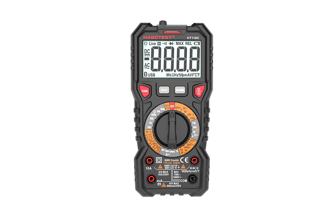 Habotest HT118C True RMS digitális multiméter, LED lámpa, NCV funkció, akkumulátor teszt 5