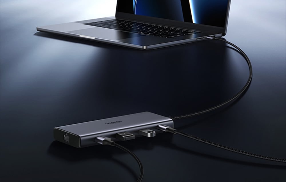Hub USB-C Ugreen CM639, 2x HDMI, 3x USB, USB-C, SD/TF, RJ45, PD 100W, 8K 5