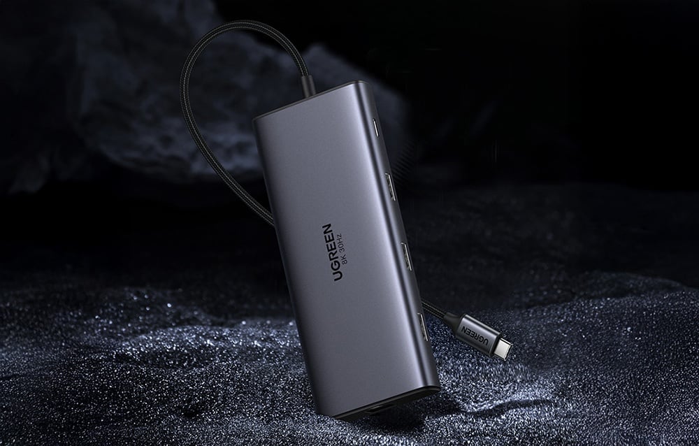 Hub USB-C Ugreen CM639, 2x HDMI, 3x USB, USB-C, SD/TF, RJ45, PD 100W, 8K 7