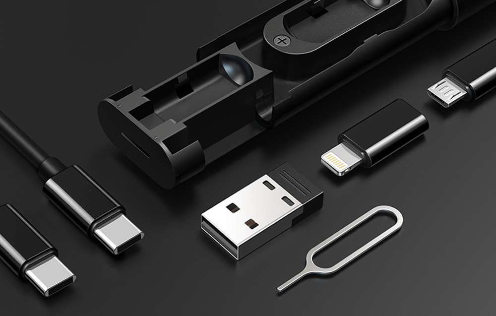 Mcdodo WF-1720 multifunkcionális kiegészítő készlet, 3:1, USB-C - USB-C, USB-C - Lightning, USB-C - Micro USB, fekete 1