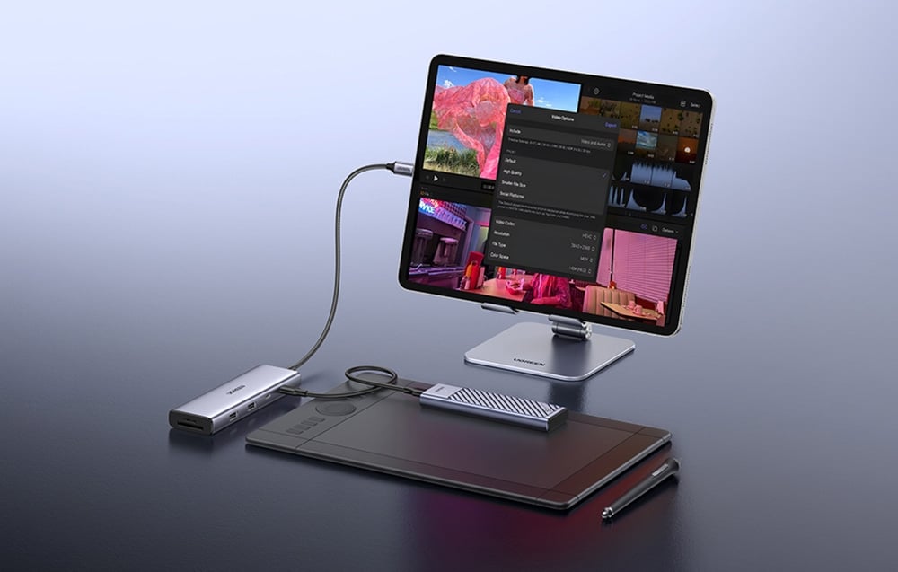 Ugreen CM498 USB-C hub, 3x USB, HDMI, VGA, RJ45, SD/TF, PD 100W 1