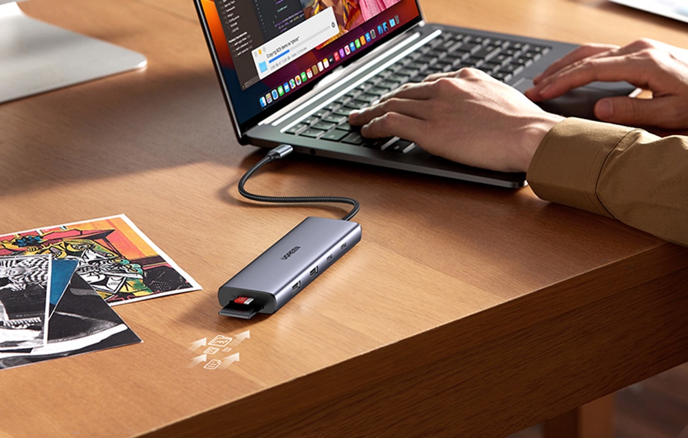 Ugreen CM498 USB-C hub, 3x USB, HDMI, VGA, RJ45, SD/TF, PD 100W 3