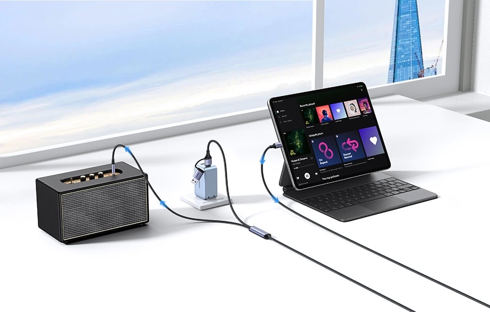 Ugreen CM772 hangkártya, USB-C 3,5 mm-es + USB-C/A-ra 4
