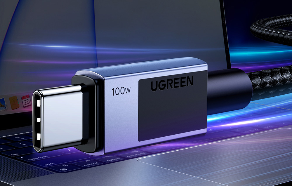 Ugreen L512 gyorstöltő kábel, USB-C - USB-C, PD, 3m, szürke 1