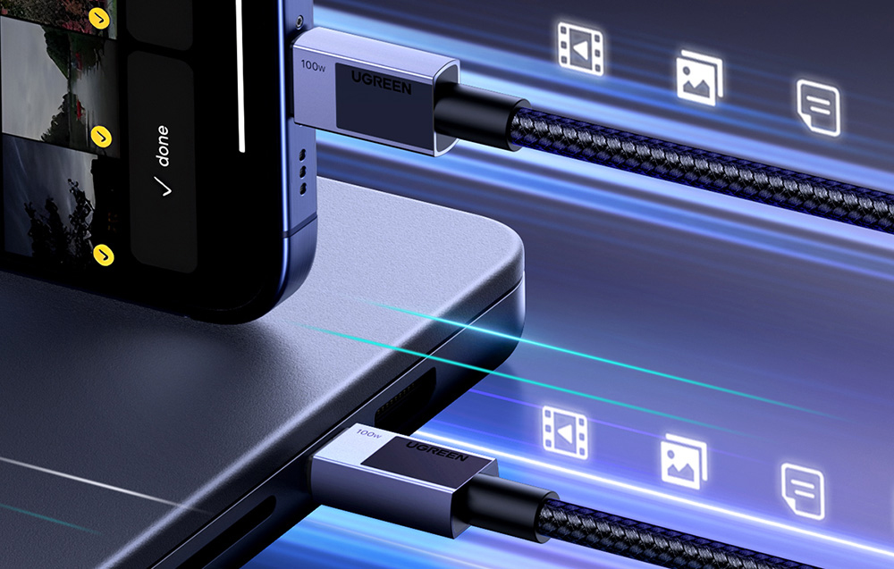 Ugreen L512 gyorstöltő kábel, USB-C - USB-C, PD, 3m, szürke 4