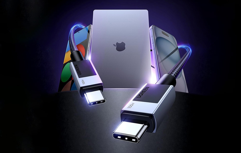 Ugreen L512 USB-C USB-C kábel, 100W, 5A, 2m (fekete) 1