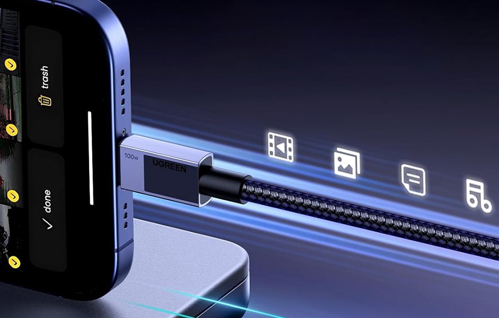 Ugreen L512 USB-C USB-C kábel, 100W, 5A, 2m (fekete) 6