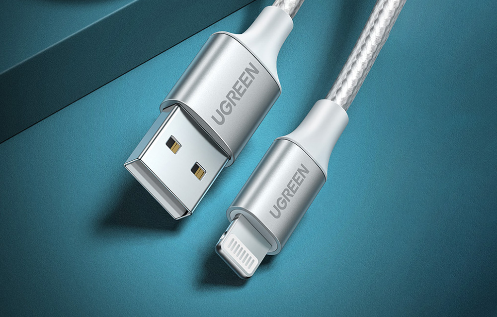 UGREEN USB Lightning kábel, 2.4A US199, 2m, ezüst 1