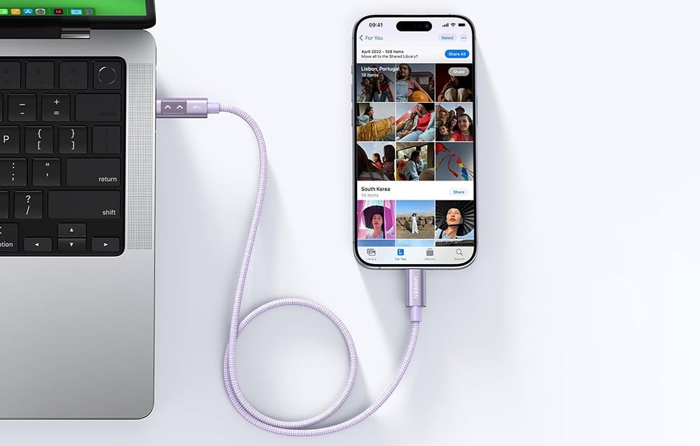 USB-C-USB-C kábel Ugreen Uno L509, 100W, 2m (lila) 3