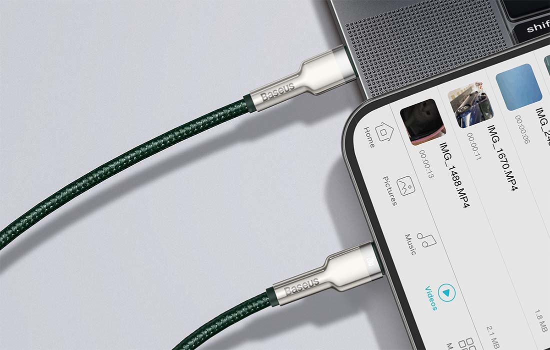 USB-kábel Lightning Baseus Cafule-hez, 2,4A, 1m (zöld) 4