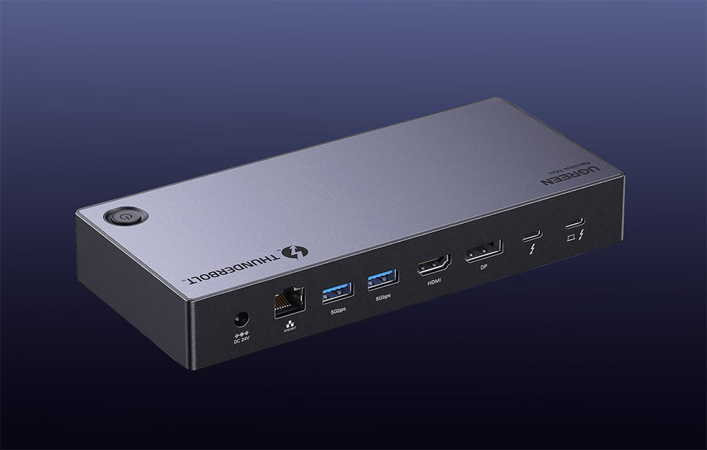 13in1 Ugreen Revodok Max 313 Thunderbolt 4 dokkolóállomás 2x USB 3.0, USB 3.2, USB-C 3.2, HDMI 2.1, DisplayPort 1.4, SD/microSD, RJ45, AUX 3.5mm, PD 140W 3
