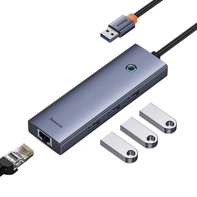 Baseus UltraJoy 4 az 1-ben Hub USB-A - USB 3.0 + RJ45 (űrszürke) 6