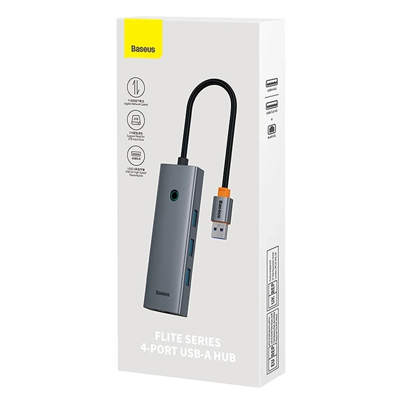 Baseus UltraJoy 4 az 1-ben Hub USB-A - USB 3.0 + RJ45 (űrszürke) 7