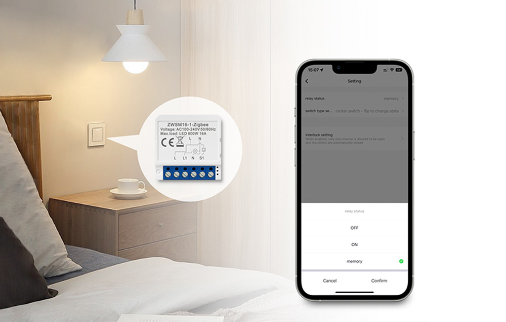 Avatto ZWSM16-W3 okos kapcsolómodul, ZigBee, TUYA 2
