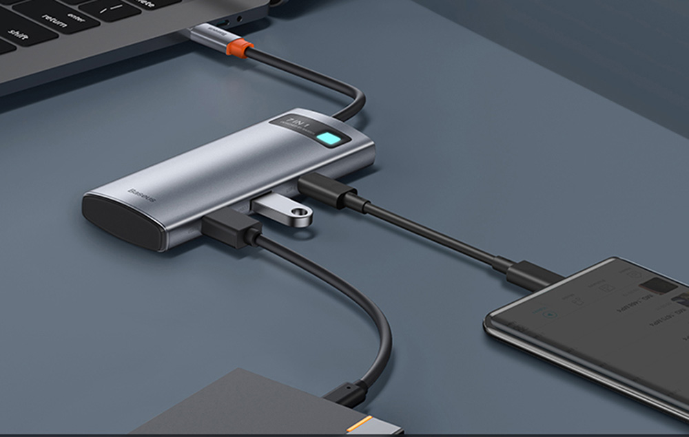 Baseus 7 az 1-ben hub USB-C - 2x USB 3.0 + HDMI + USB-C, PD 2
