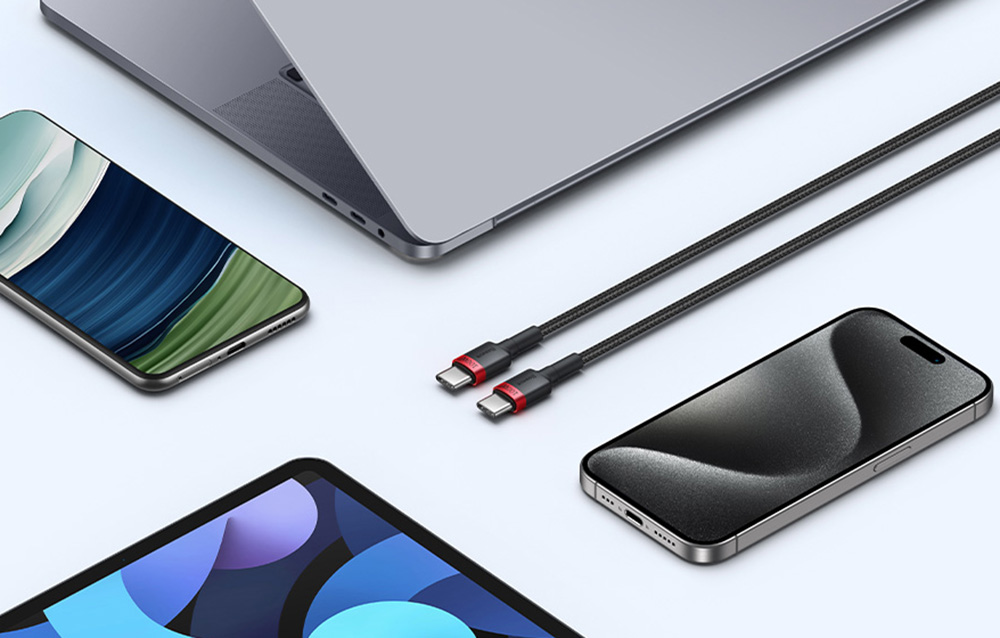 Baseus Cafule kábel, USB-C - USB-C 100W, 1 m, 2 db, piros fekete, szürke fekete 1