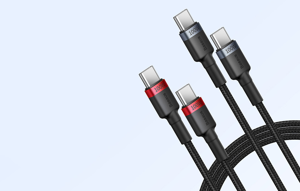 Baseus Cafule kábel, USB-C - USB-C 100W, 1 m, 2 db, piros fekete, szürke fekete 3