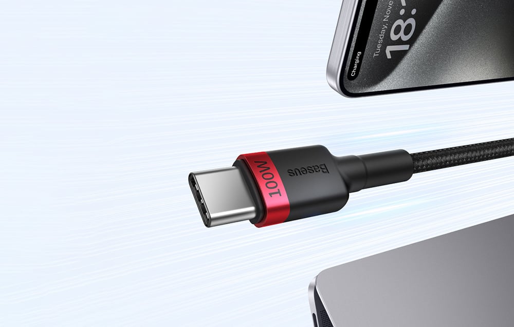 Baseus Cafule kábel, USB-C - USB-C 100W, 1 m, 2 db, piros fekete, szürke fekete 7